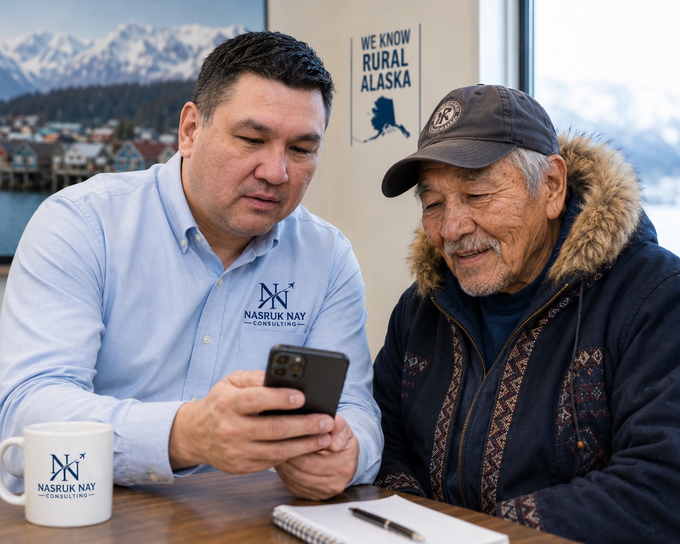 Nasruk helping a rural Alaska client